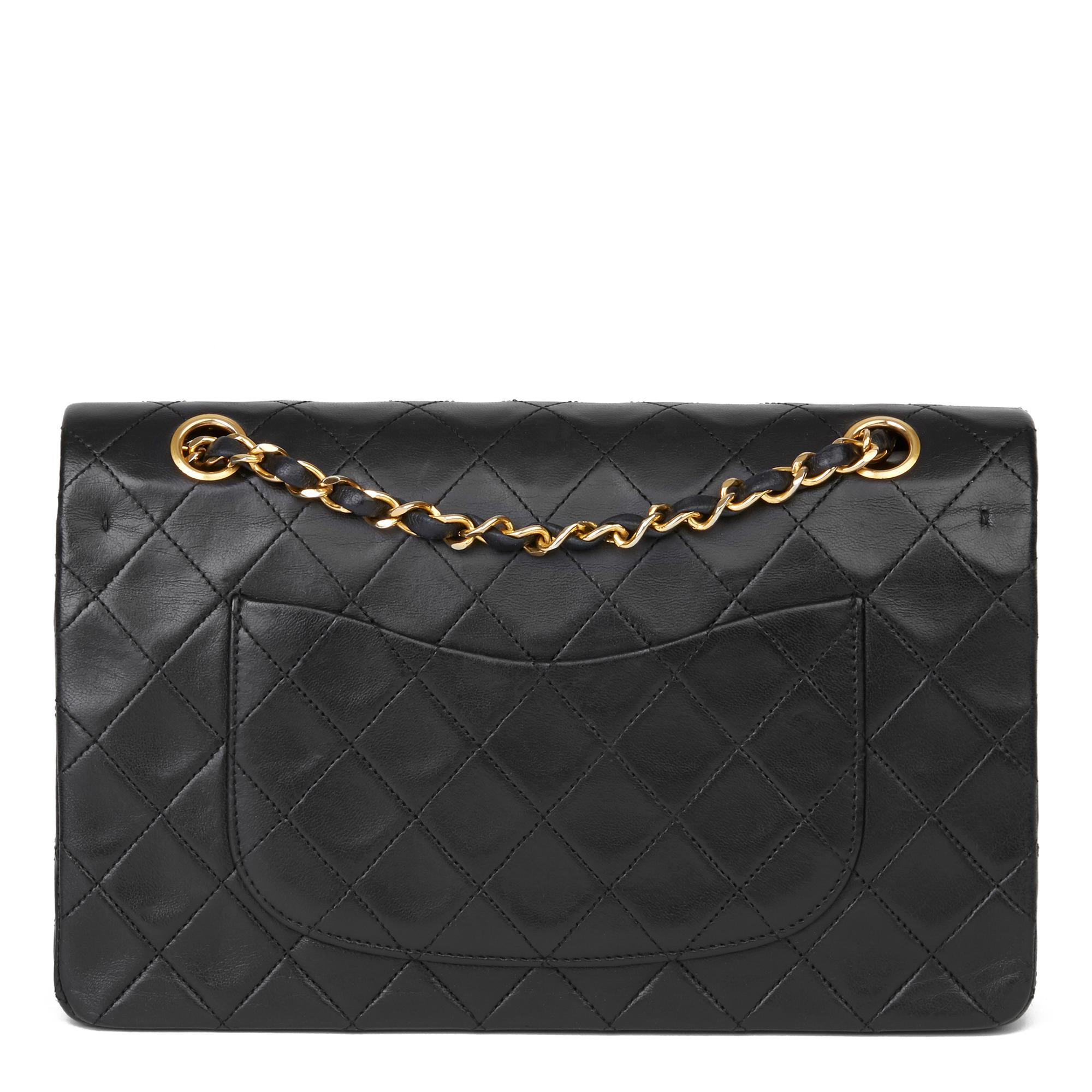 1989 Chanel Black Quilted Lambskin Vintage Medium Classic Double Flap Bag  1