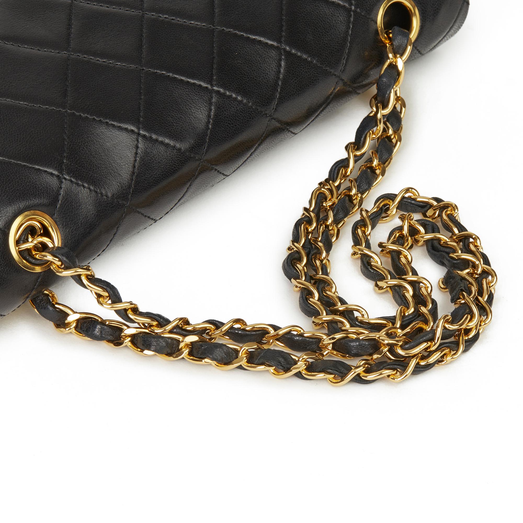 1989 Chanel Black Quilted Lambskin Vintage Medium Classic Double Flap Bag 3