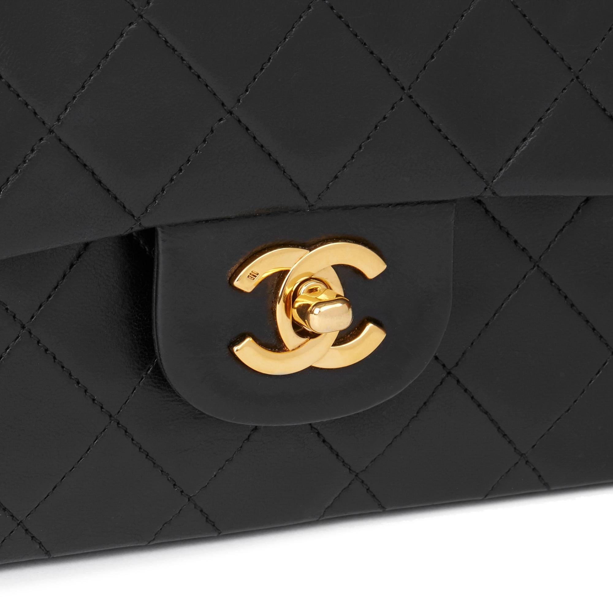 1989 Chanel Black Quilted Lambskin Vintage Medium Classic Double Flap Bag  3