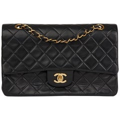 1989 chanel bag 1989 Chanel Black Quilted Lambskin Vintage Medium Classic Double Flap Bag