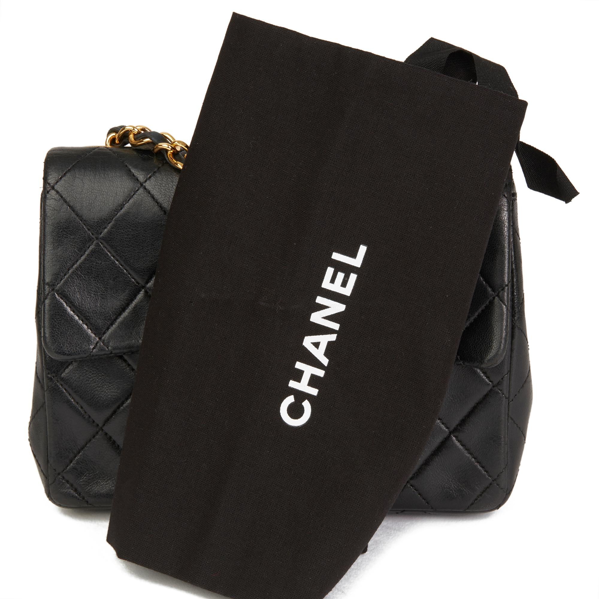 1989 Chanel Black Quilted Lambskin Vintage Mini Flap Bag 6