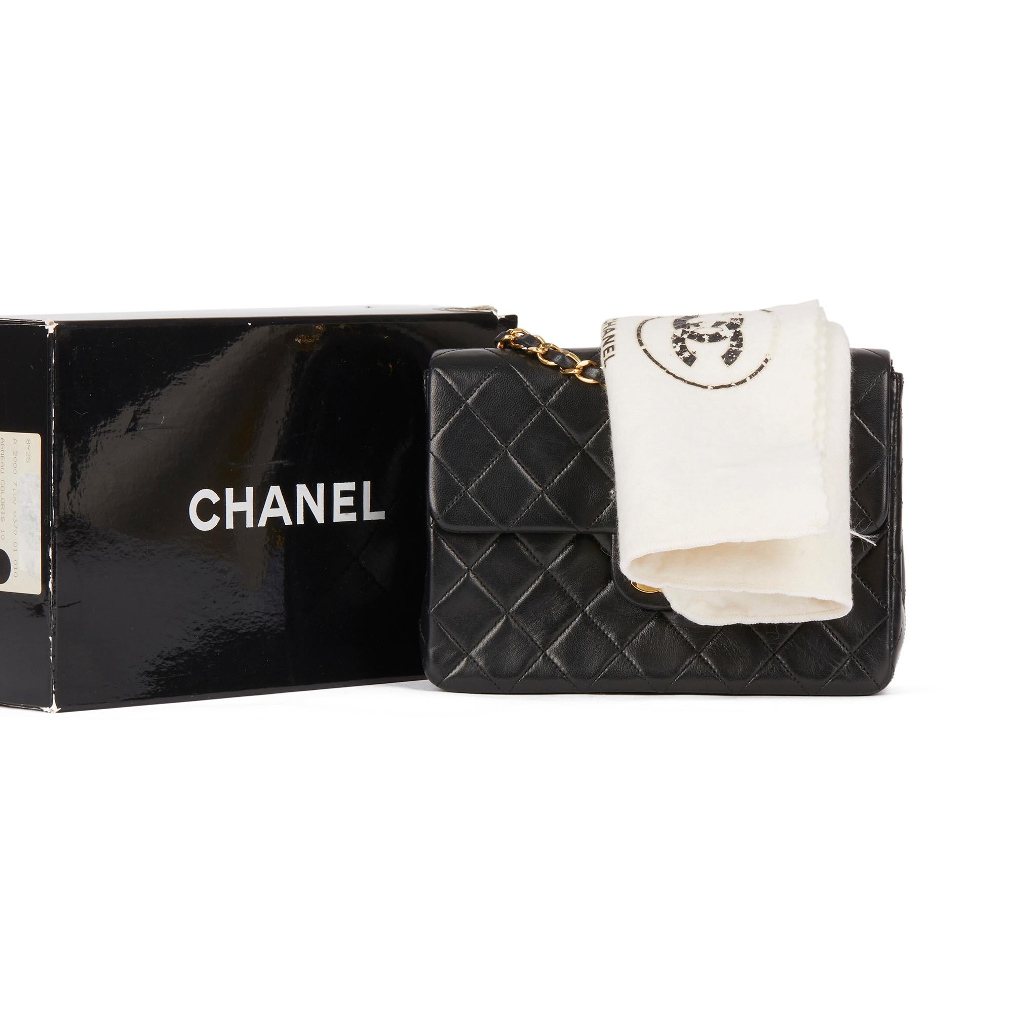 1989 Chanel Black Quilted Lambskin Vintage Mini Flap Bag 7