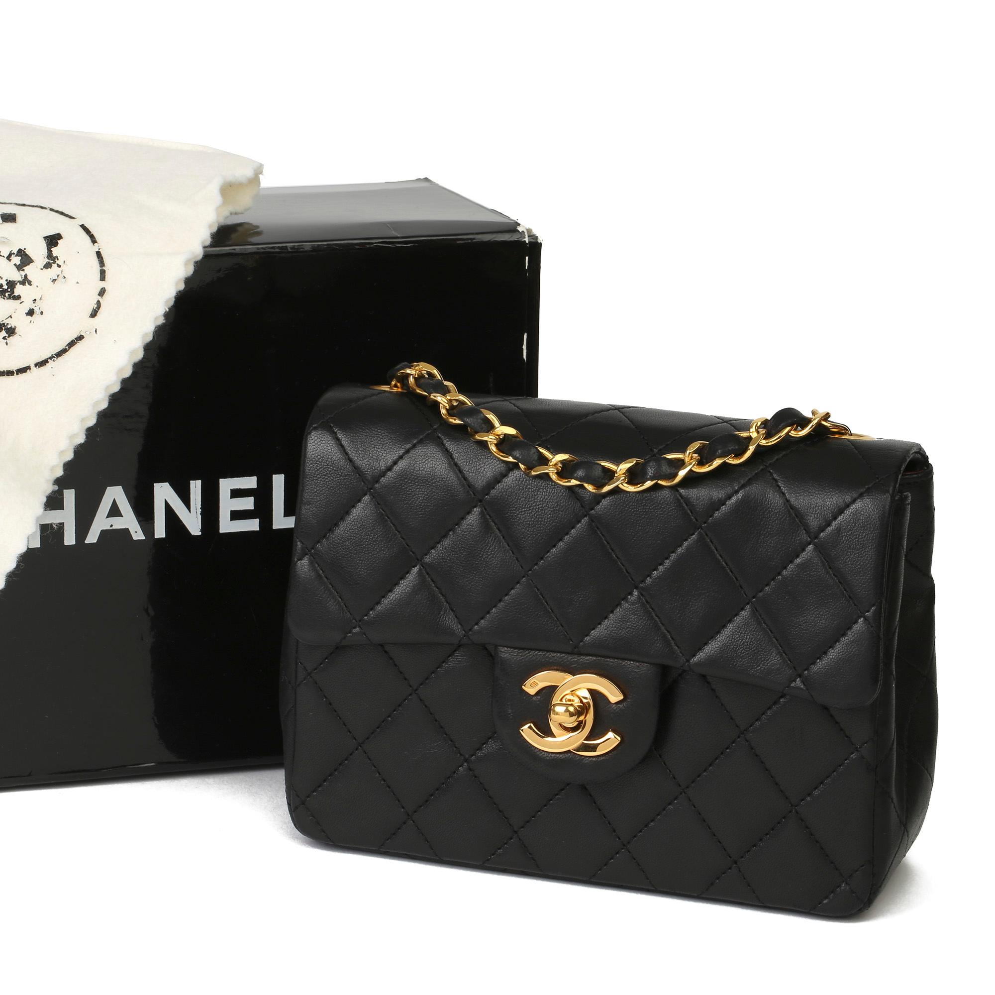 1989 Chanel Black Quilted Lambskin Vintage Mini Flap Bag  6