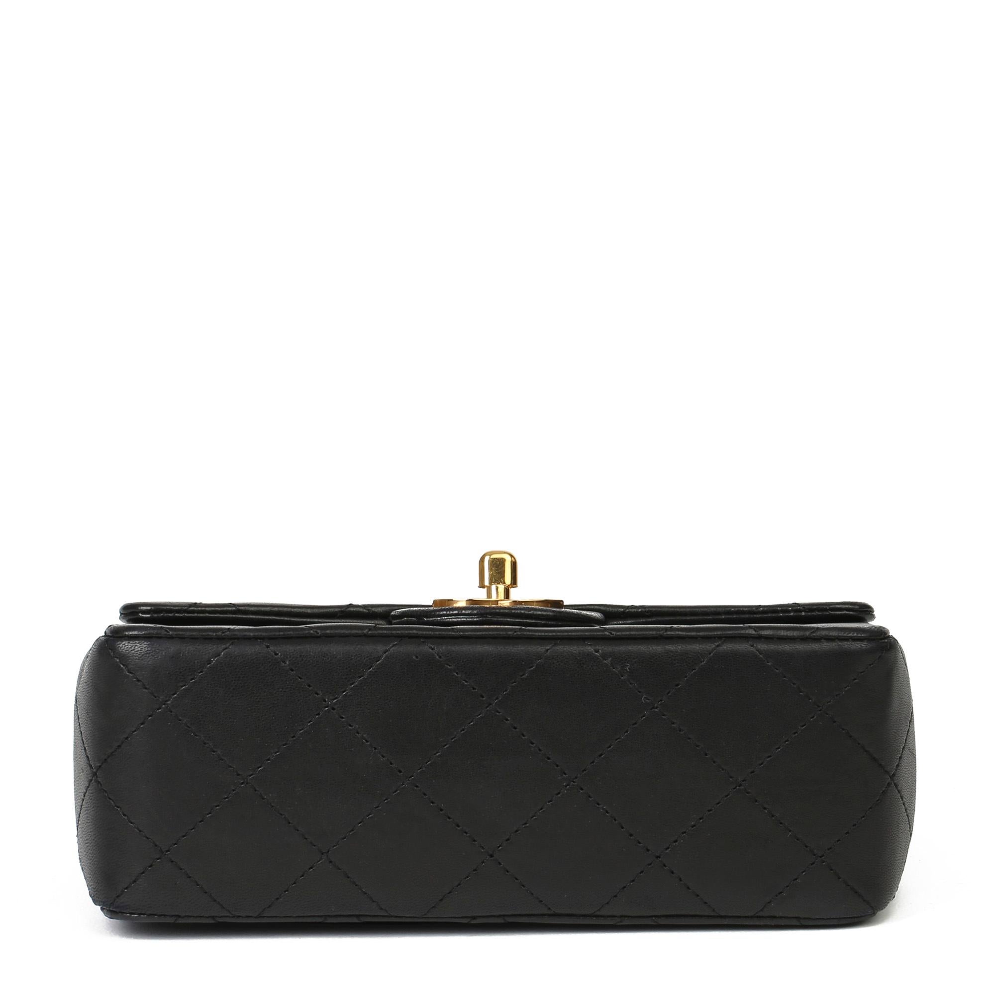 Women's or Men's 1989 Chanel Black Quilted Lambskin Vintage Mini Flap Bag 