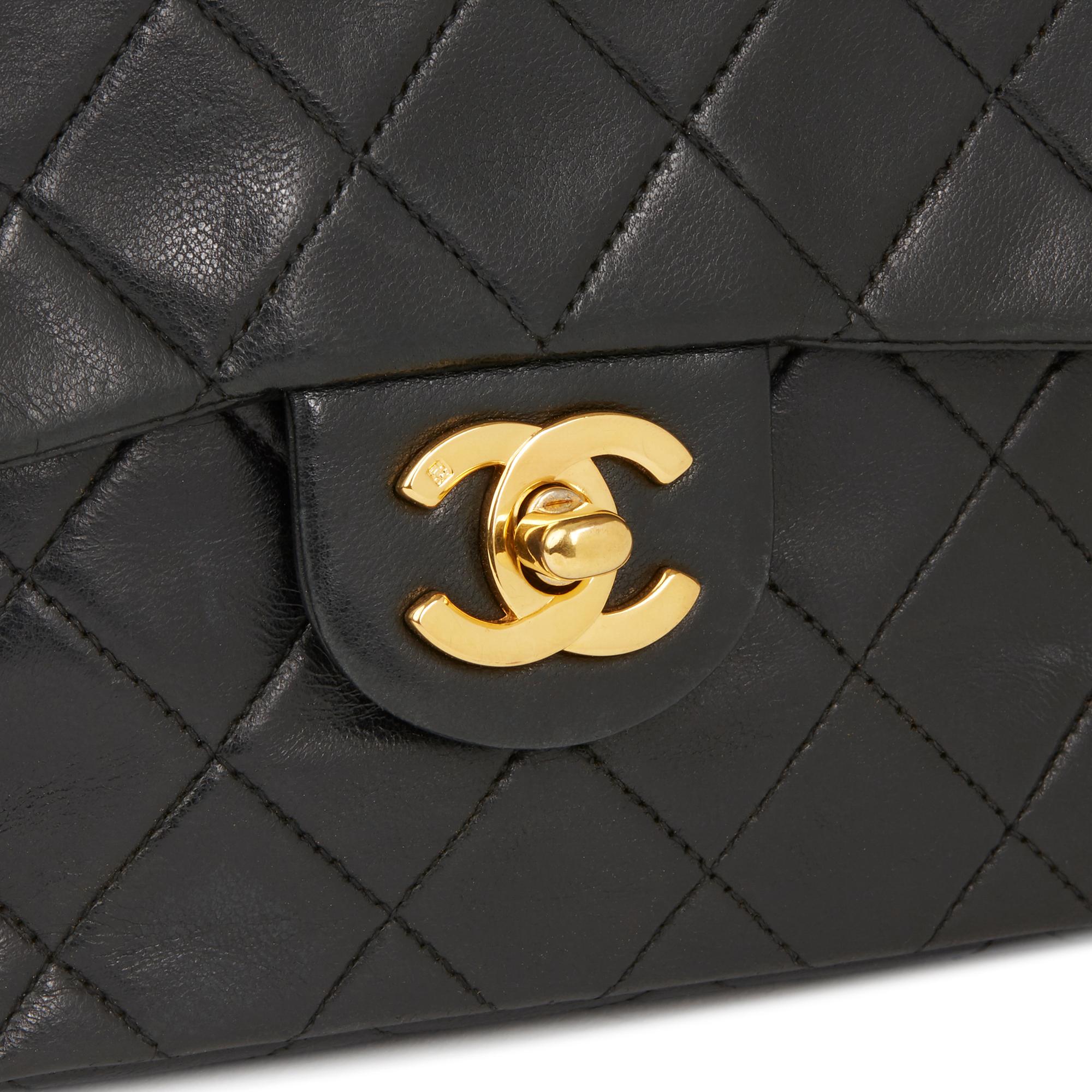 1989 Chanel Black Quilted Lambskin Vintage Mini Flap Bag 1