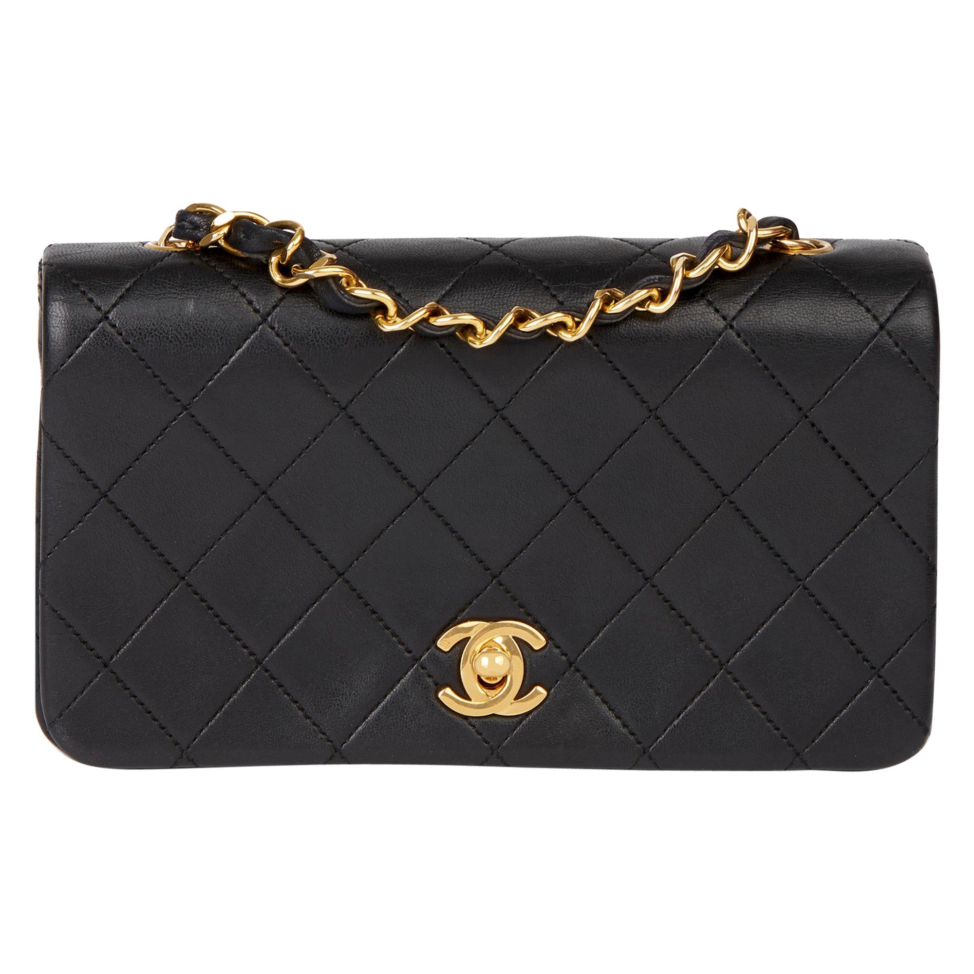 1989 Chanel Black Quilted Lambskin Vintage Mini Flap Bag at 1stDibs