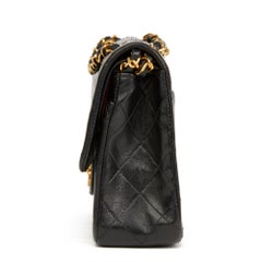 1989 Chanel Black Quilted Lambskin Vintage Small Classic Double Flap Bag