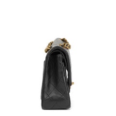1989 Chanel Black Quilted Lambskin Vintage Small Classic Double Flap Bag