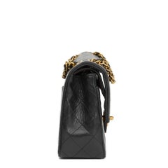 1989 Chanel Black Quilted Lambskin Vintage Small Classic Double Flap Bag