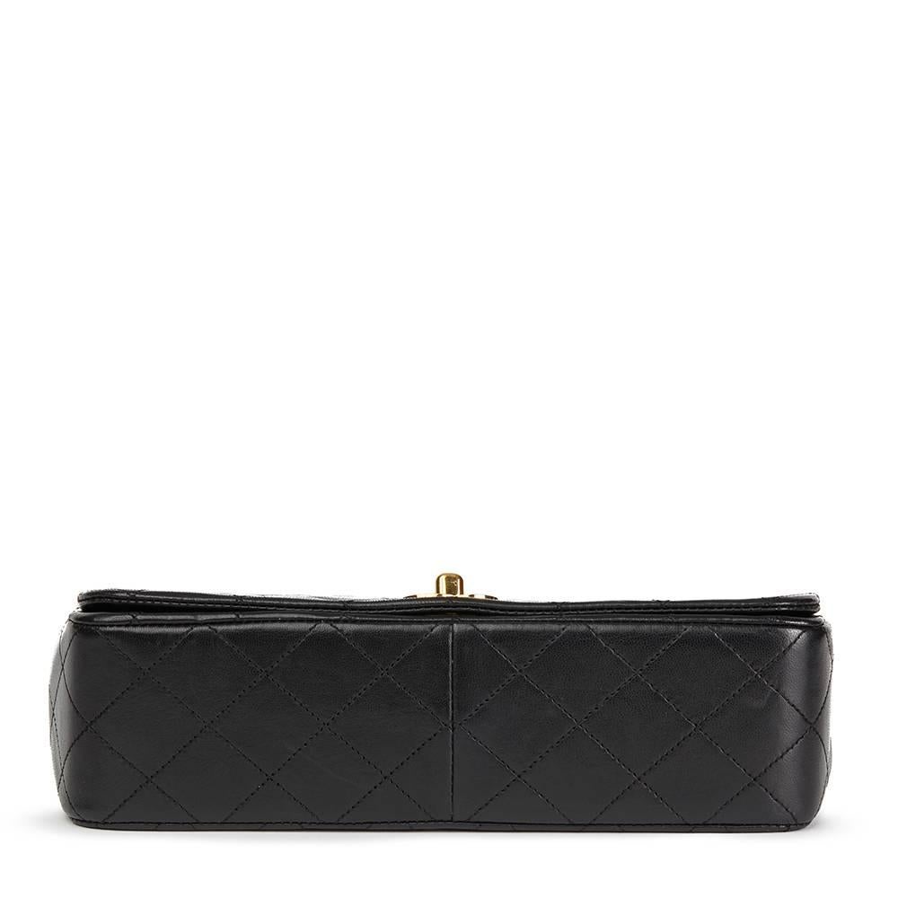 Women's 1989 Chanel Black Quilted Lambskin Vintage Small Classic Single Full Flap Bag