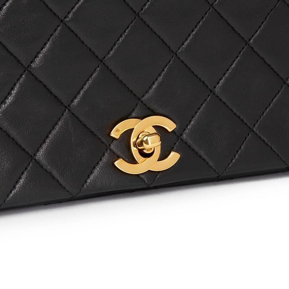 1989 Chanel Black Quilted Lambskin Vintage Small Classic Single Full Flap Bag 1