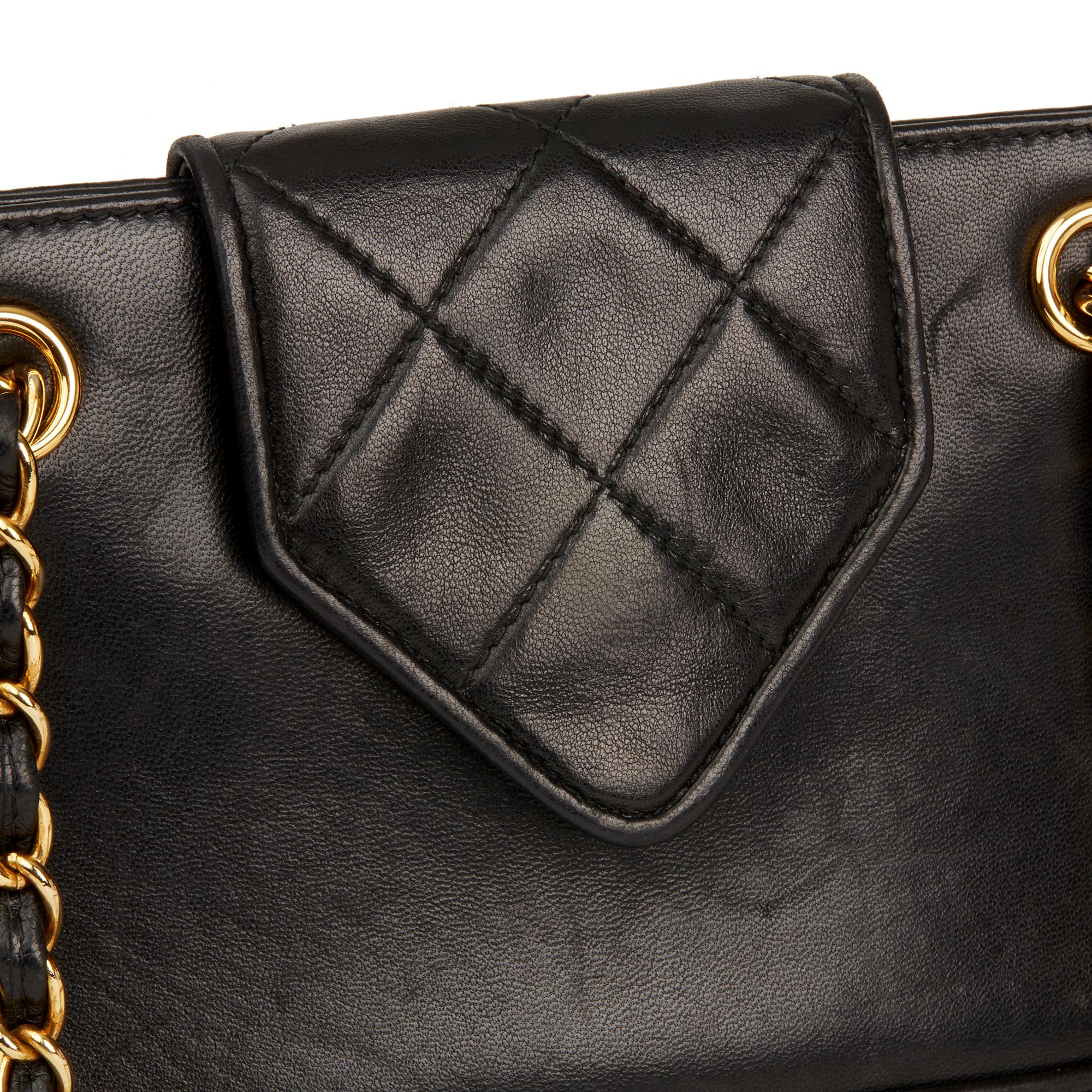 1989 Chanel Black Quilted Lambskin Vintage Timeless Fringe Bucket Bag 3