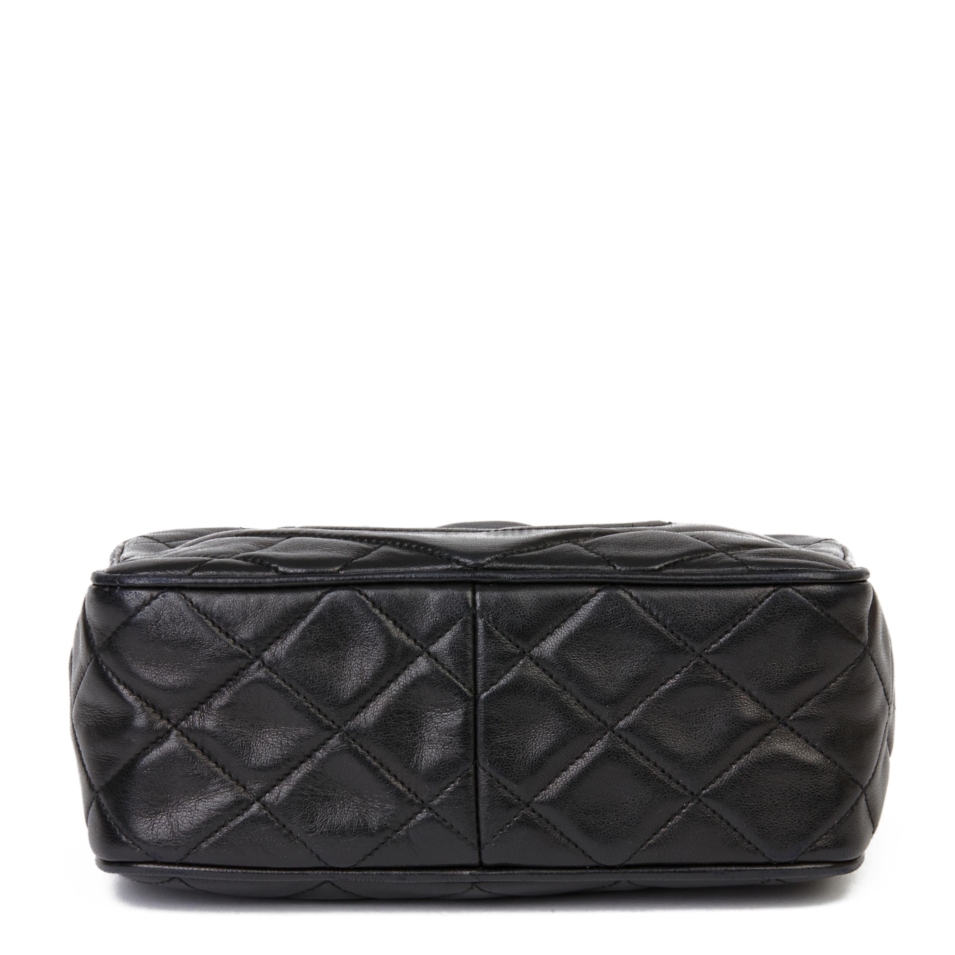 1989 Chanel Black Quilted Lambskin Vintage Timeless Fringe Camera Bag 1