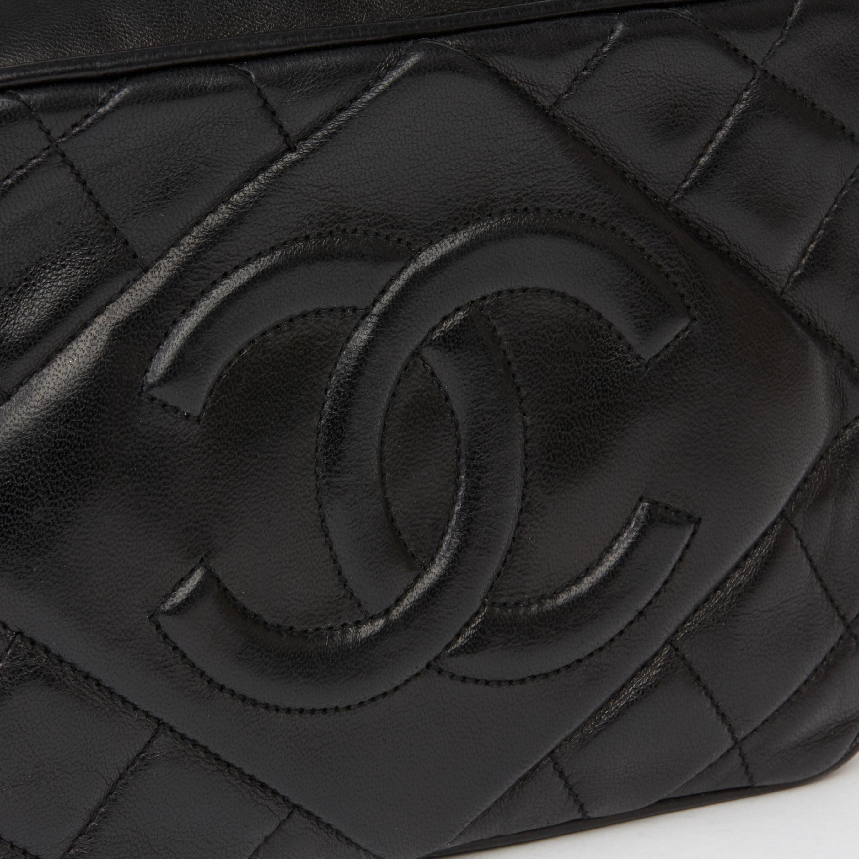 1989 Chanel Black Quilted Lambskin Vintage Timeless Fringe Camera Bag 2