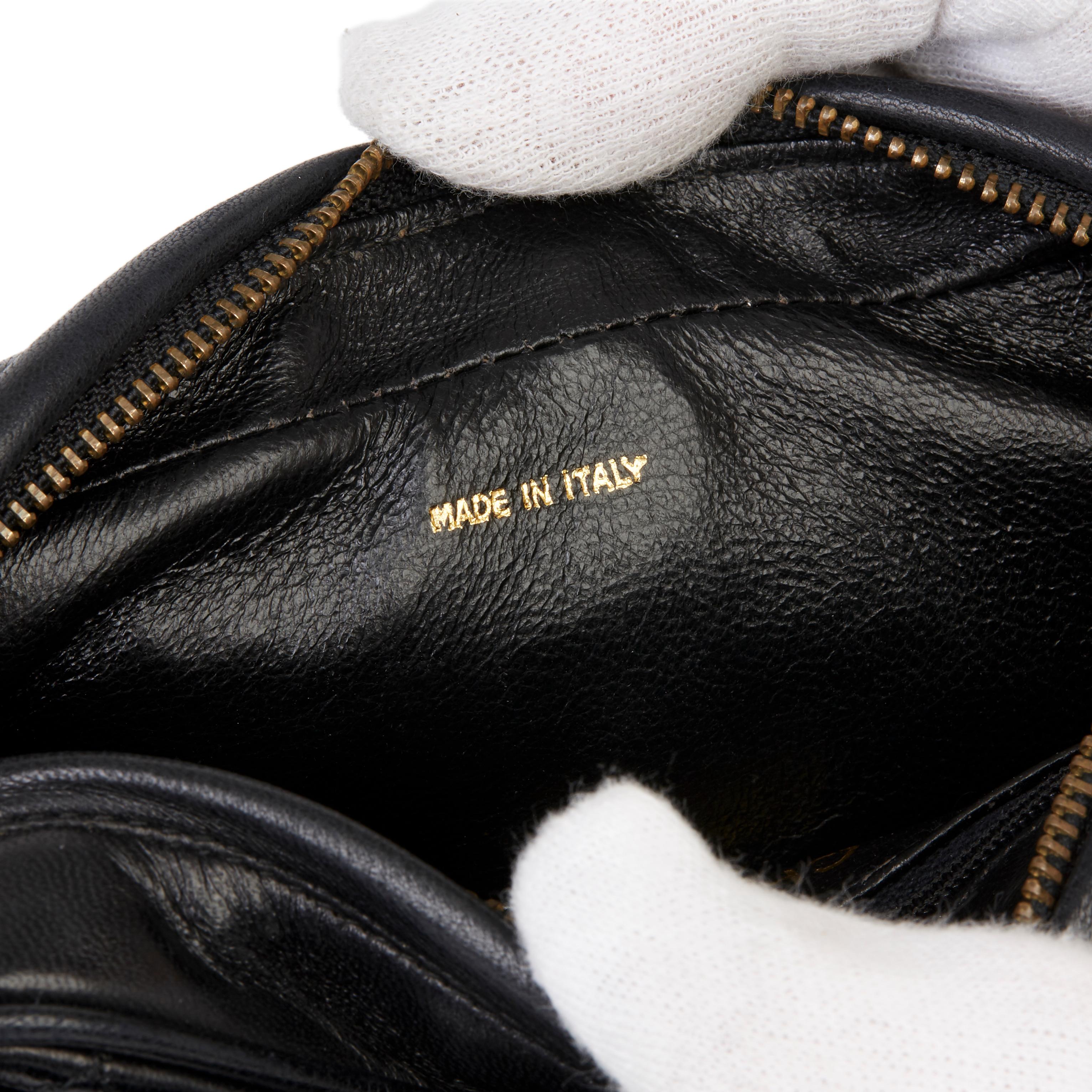 1989 Chanel Black Quilted Lambskin Vintage Timeless Fringe Camera Bag 4