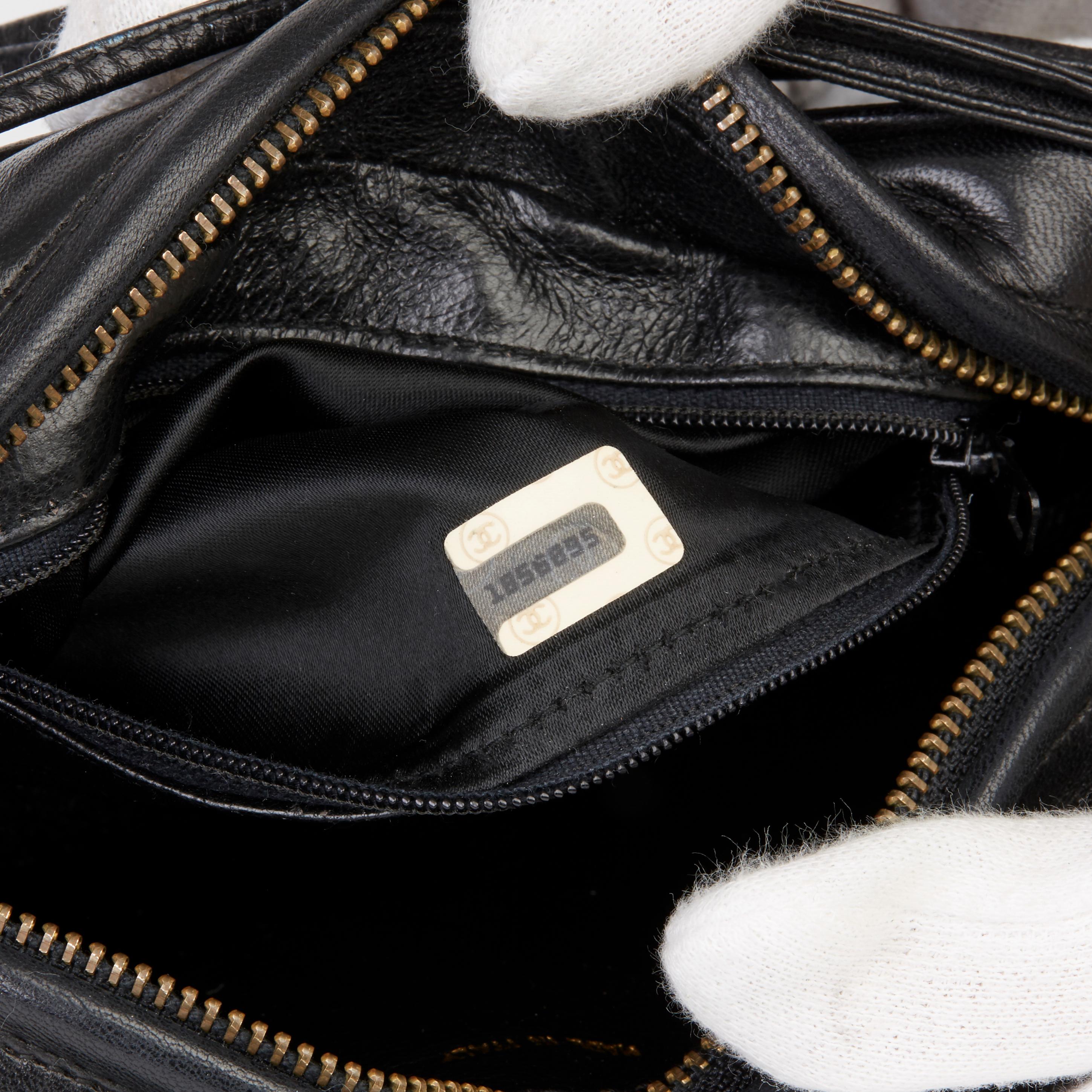 1989 Chanel Black Quilted Lambskin Vintage Timeless Fringe Camera Bag 5