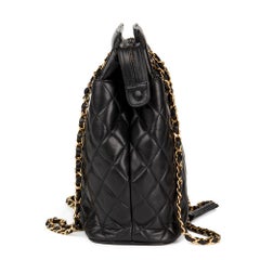 1989 Chanel Black Quilted Lambskin Vintage Timeless Fringe Shoulder Bag