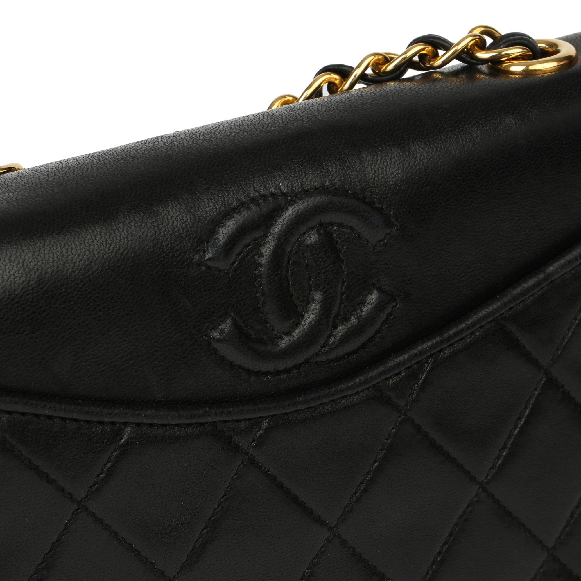 1989 Chanel Black Quilted Lambskin Vintage Timeless Single Flap Bag  7