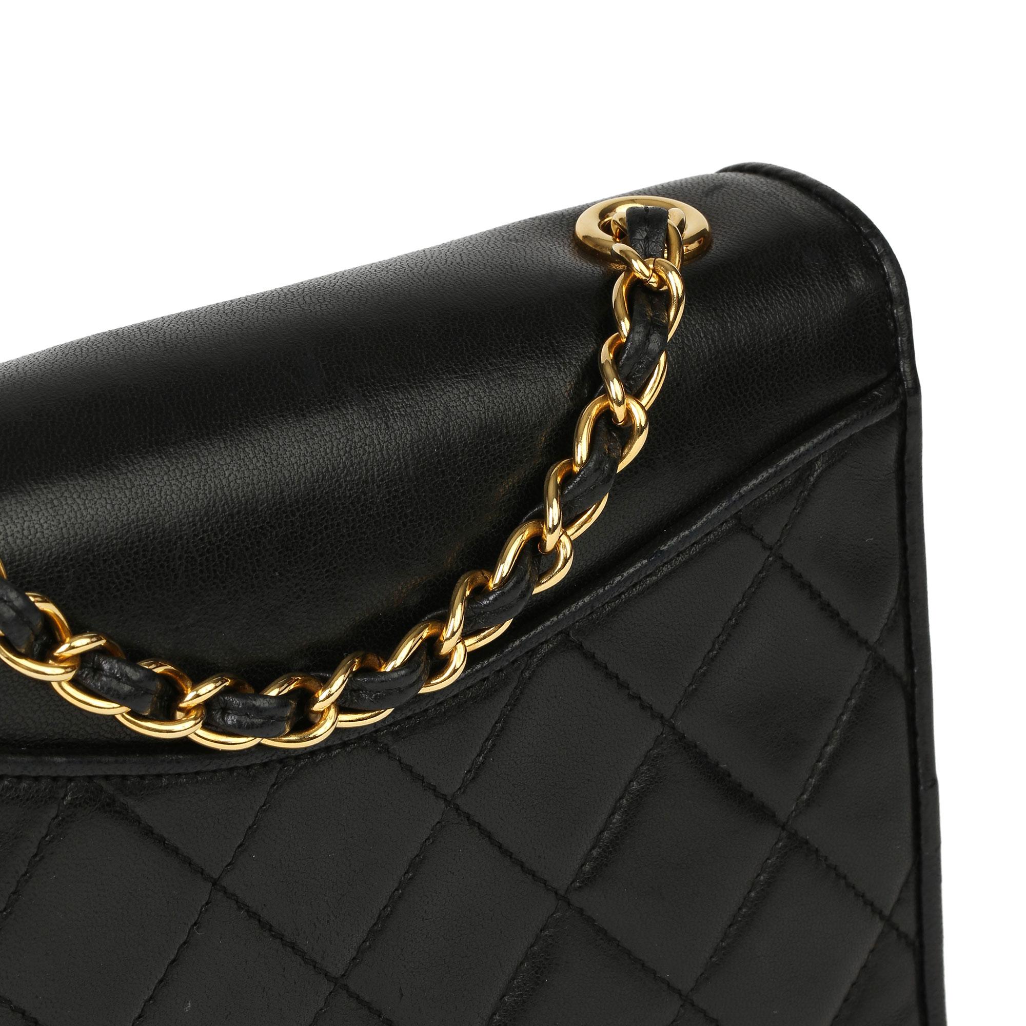 CHANEL
Black Quilted Lambskin Vintage Timeless Single Flap Bag 

Xupes Reference: HB3976
Serial Number: 1150056
Age (Circa): 1989
Accompanied By: Chanel Dust Bag
Authenticity Details: Serial Sticker (Made in Italy) 
Gender: Ladies
Type: