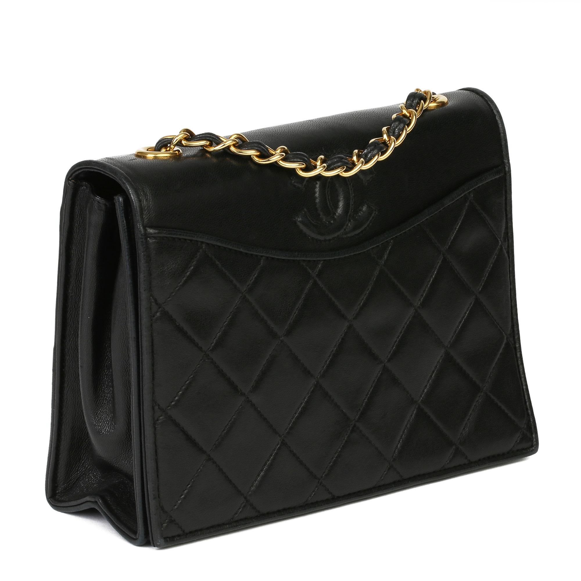 1989 Chanel Black Quilted Lambskin Vintage Timeless Single Flap Bag  2