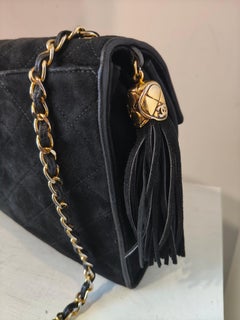 1989 Chanel Black suede shoulder bag