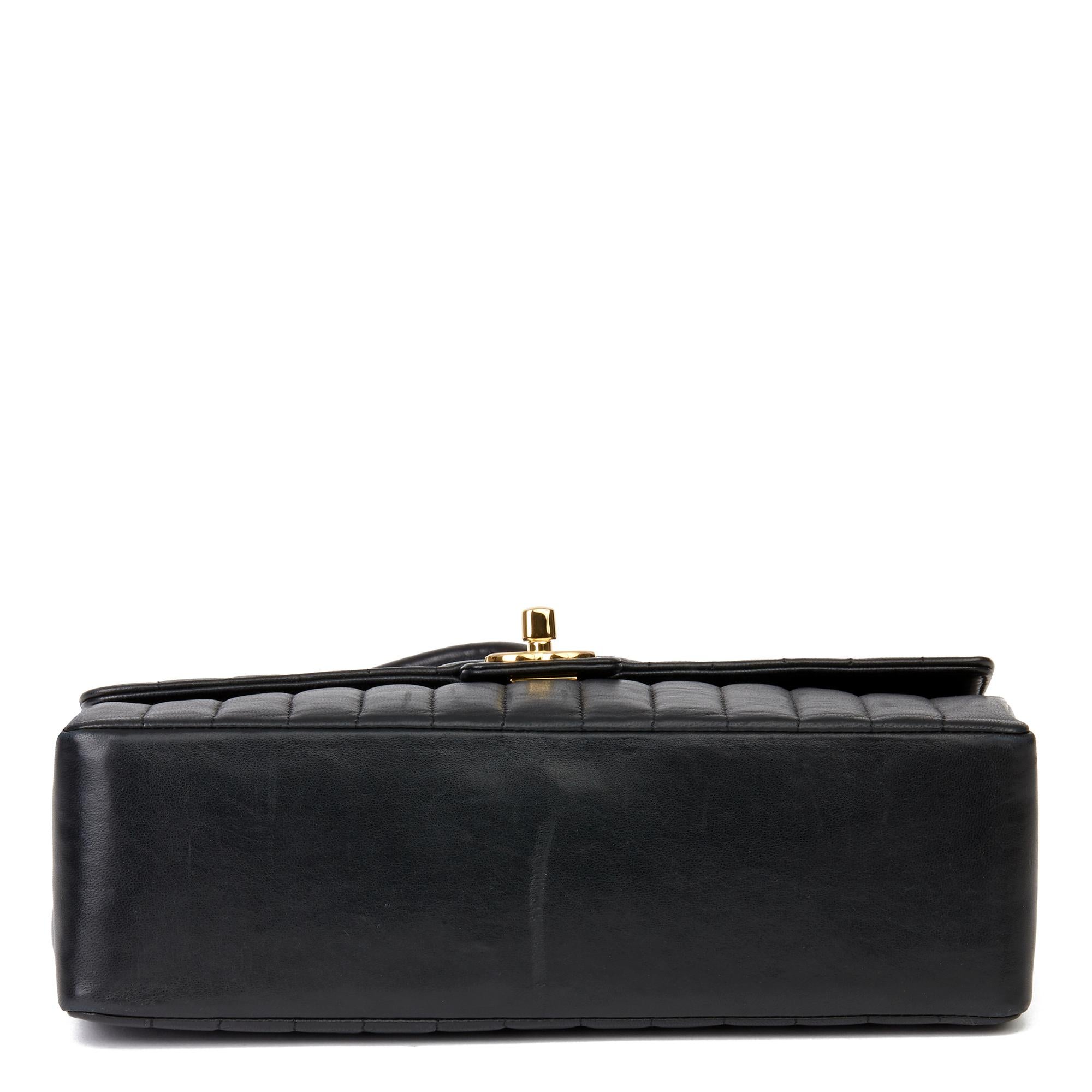 1989 Chanel Black Vertical Quilted Lambskin Vintage Classic Single Flap Bag 1