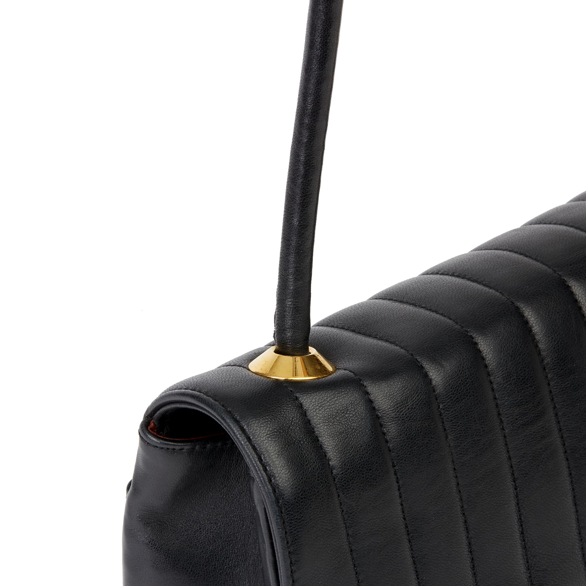 1989 Chanel Black Vertical Quilted Lambskin Vintage Classic Single Flap Bag 3