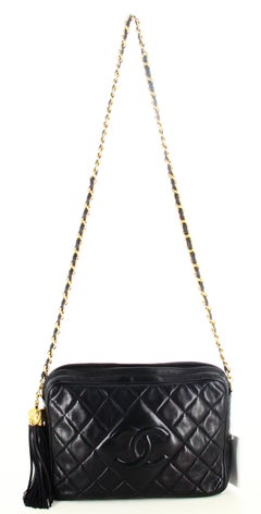 1989 Chanel CC Quilted Lambskin Tassel Camera Bag
