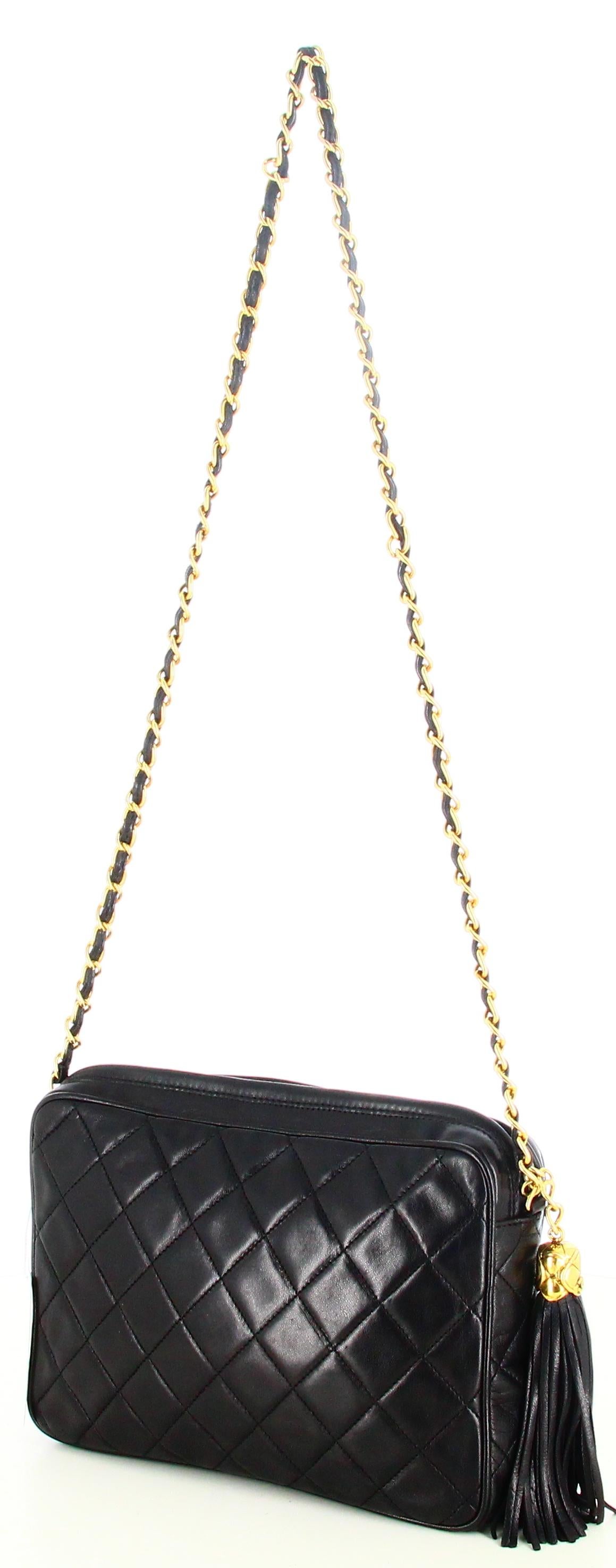 Women's 1989 Chanel CC Quilted Lambskin Tassel Camera Bag