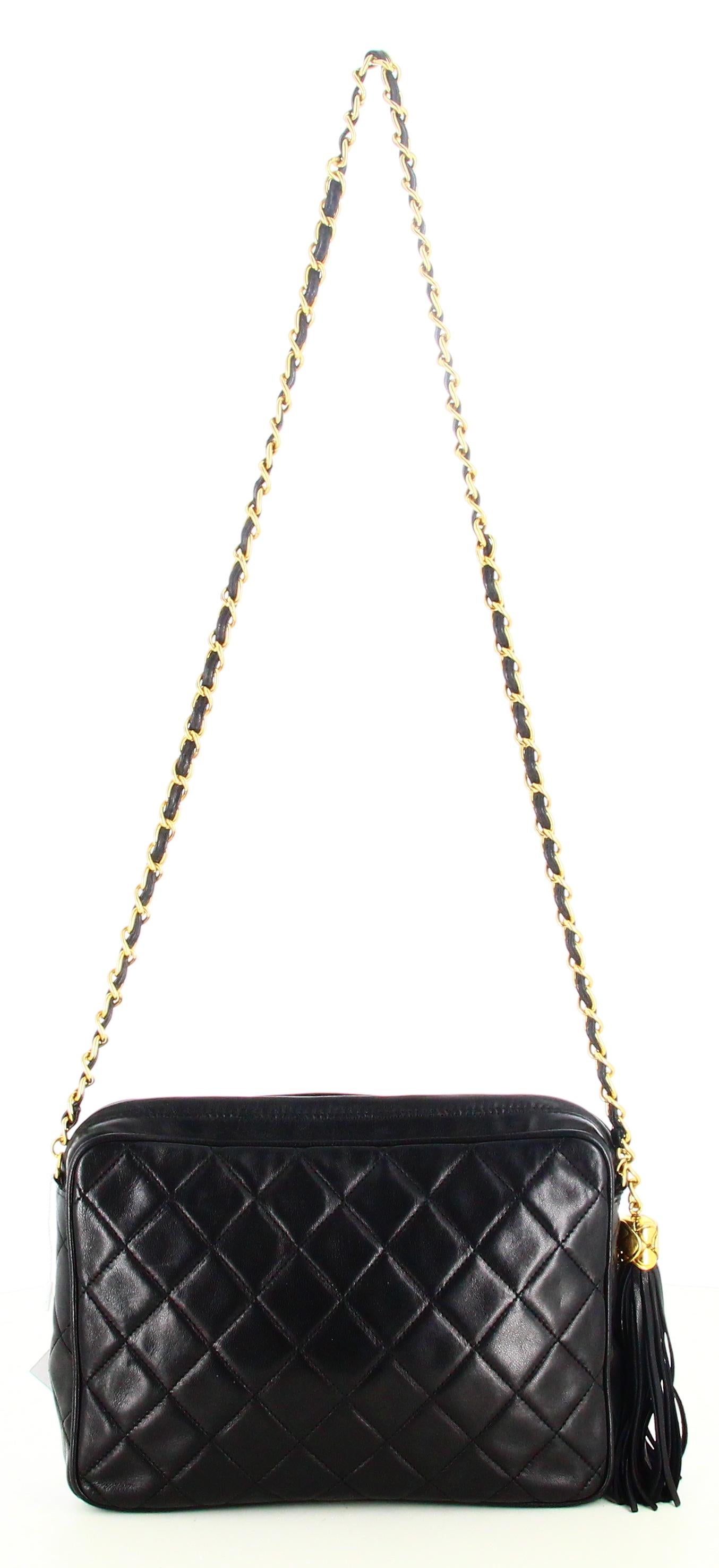 1989 Chanel CC Quilted Lambskin Tassel Camera Bag 1