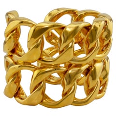 1989 Chanel Interlocking Double Chain Cuff Bracelet Col.26
