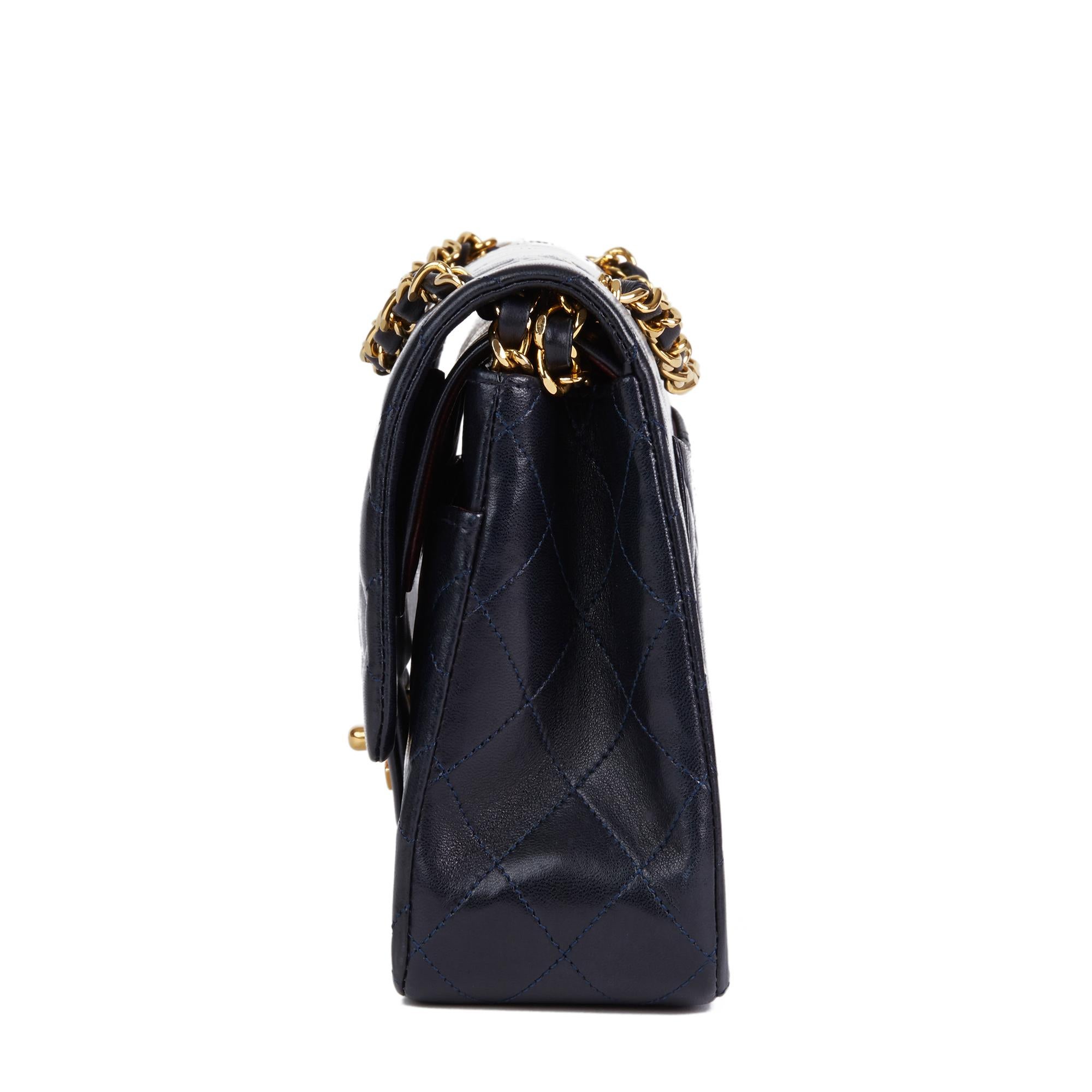 navy chanel classic flap