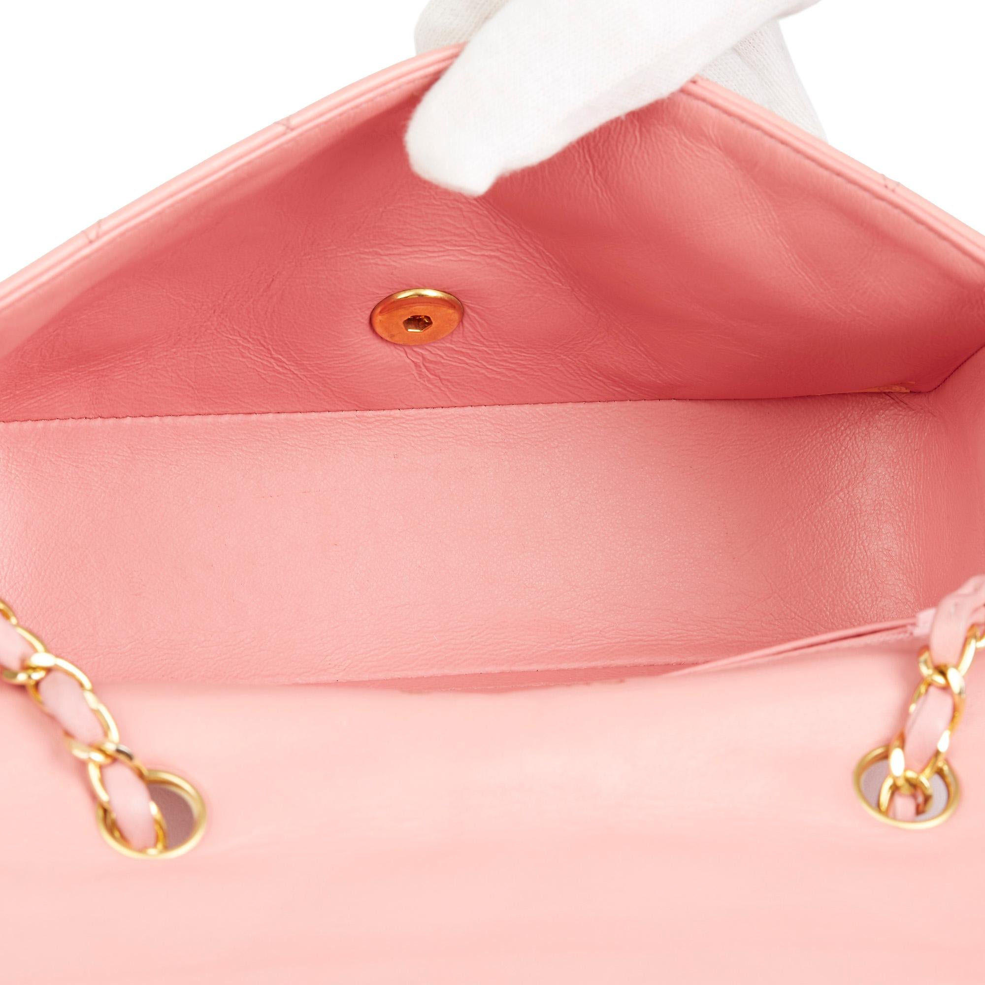1989 Chanel Pink Quilted Lambskin Vintage Small Diana Classic Single Flap Bag 2