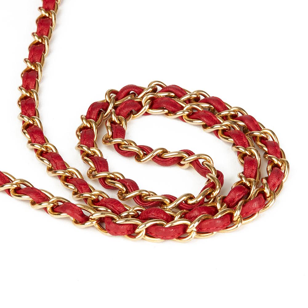 Women's 1989 Chanel Red Lizard Leather Vintage Timeless Mini Flap Bag