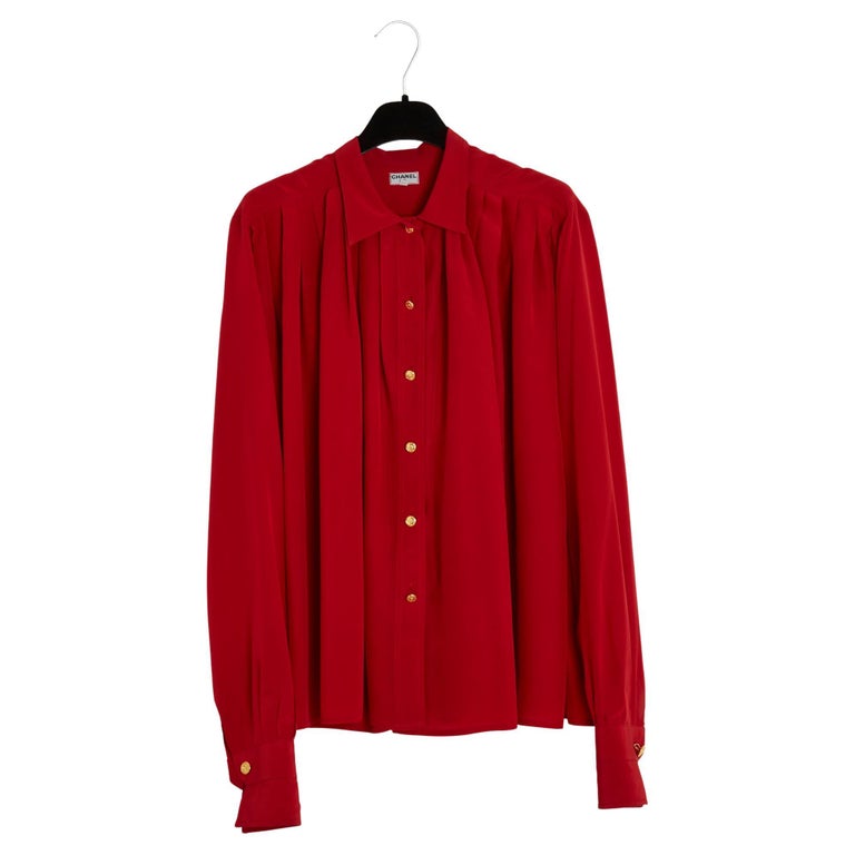 Chanel 96P Rouge Coco Silk Top Blouse Shirt