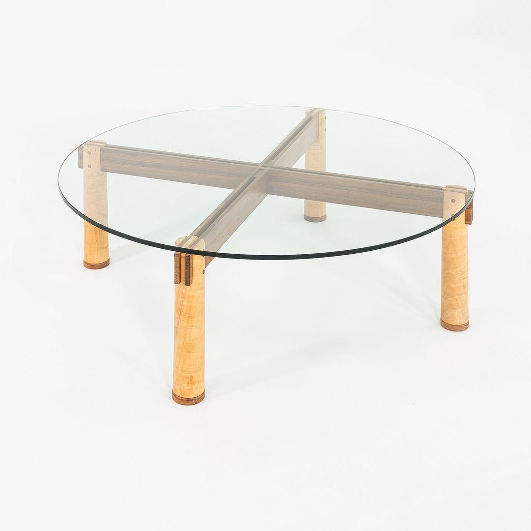 1989 Christopher Weiland Studio Craft Glass and Wood Coffee Table in Curly Maple For Sale 5