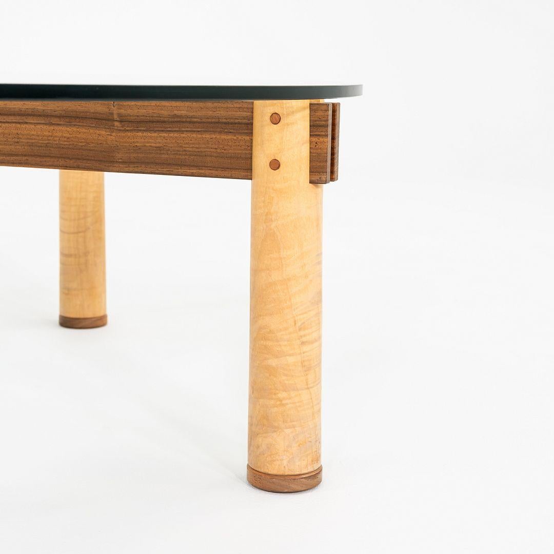 1989 Christopher Weiland Studio Craft Glass and Wood Coffee Table in Curly Maple In Good Condition For Sale In Philadelphia, PA