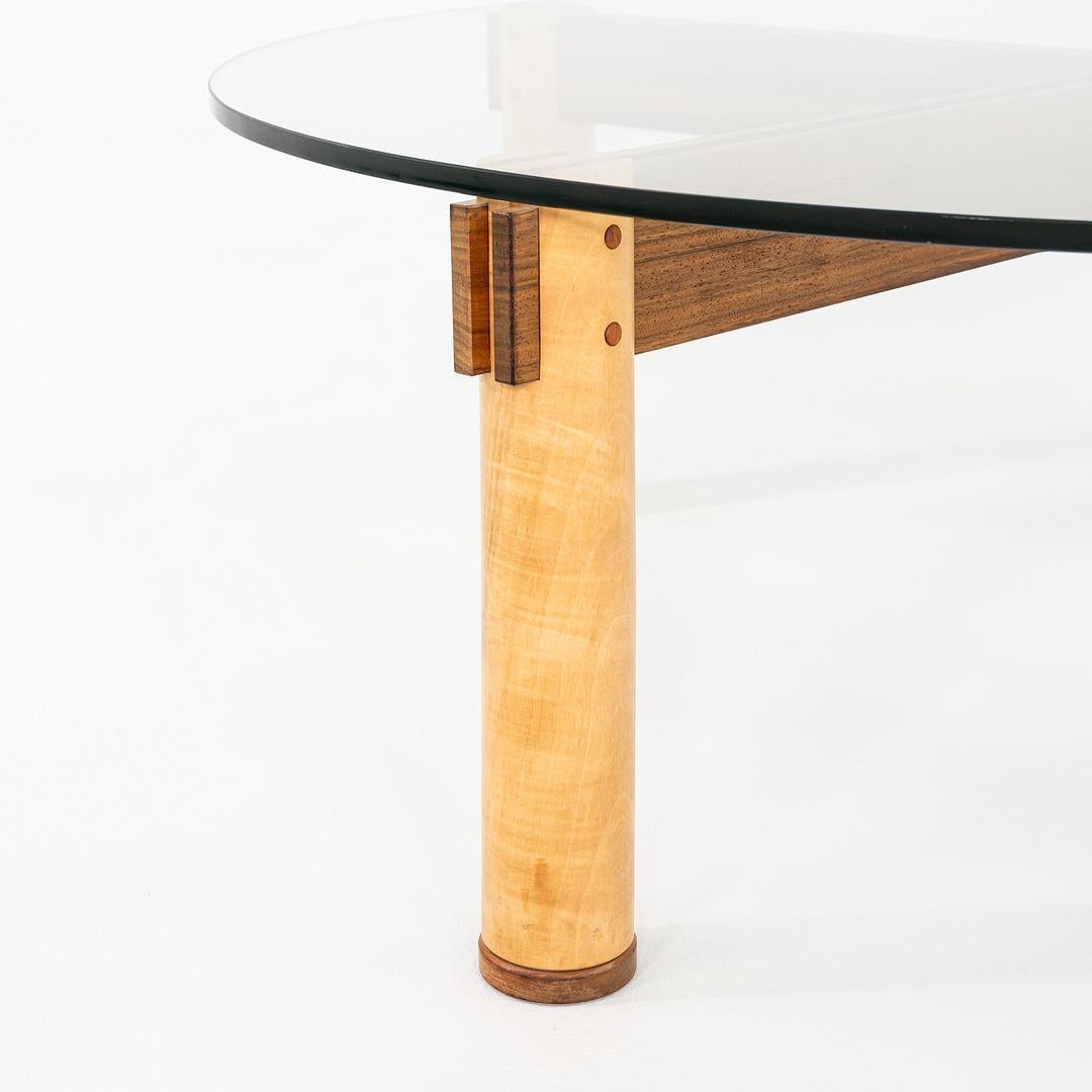 Late 20th Century 1989 Christopher Weiland Studio Craft Glass and Wood Coffee Table in Curly Maple For Sale