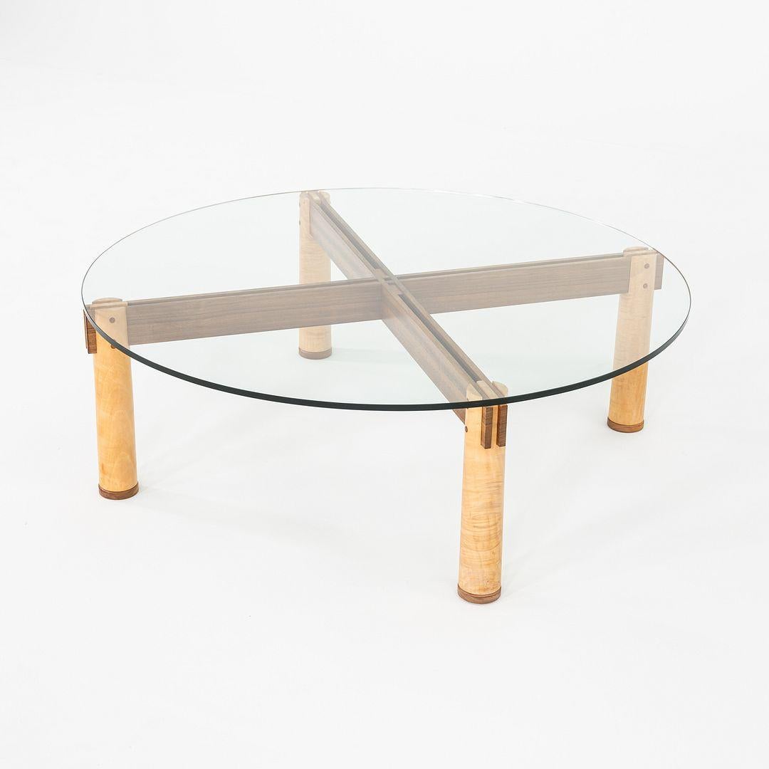 1989 Christopher Weiland Studio Craft Glass and Wood Coffee Table in Curly Maple For Sale 3