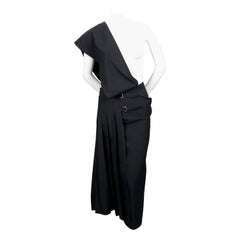 1989 COMME DES GARCONS schwarzes asymmetrisches ein-Schulter-Wickelkleid