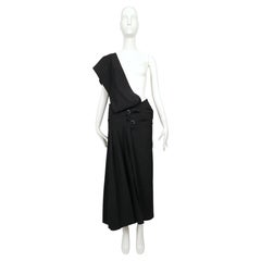 1989 COMME DES GARCONS deepest blue asymmetrical one shoulder wrap dress