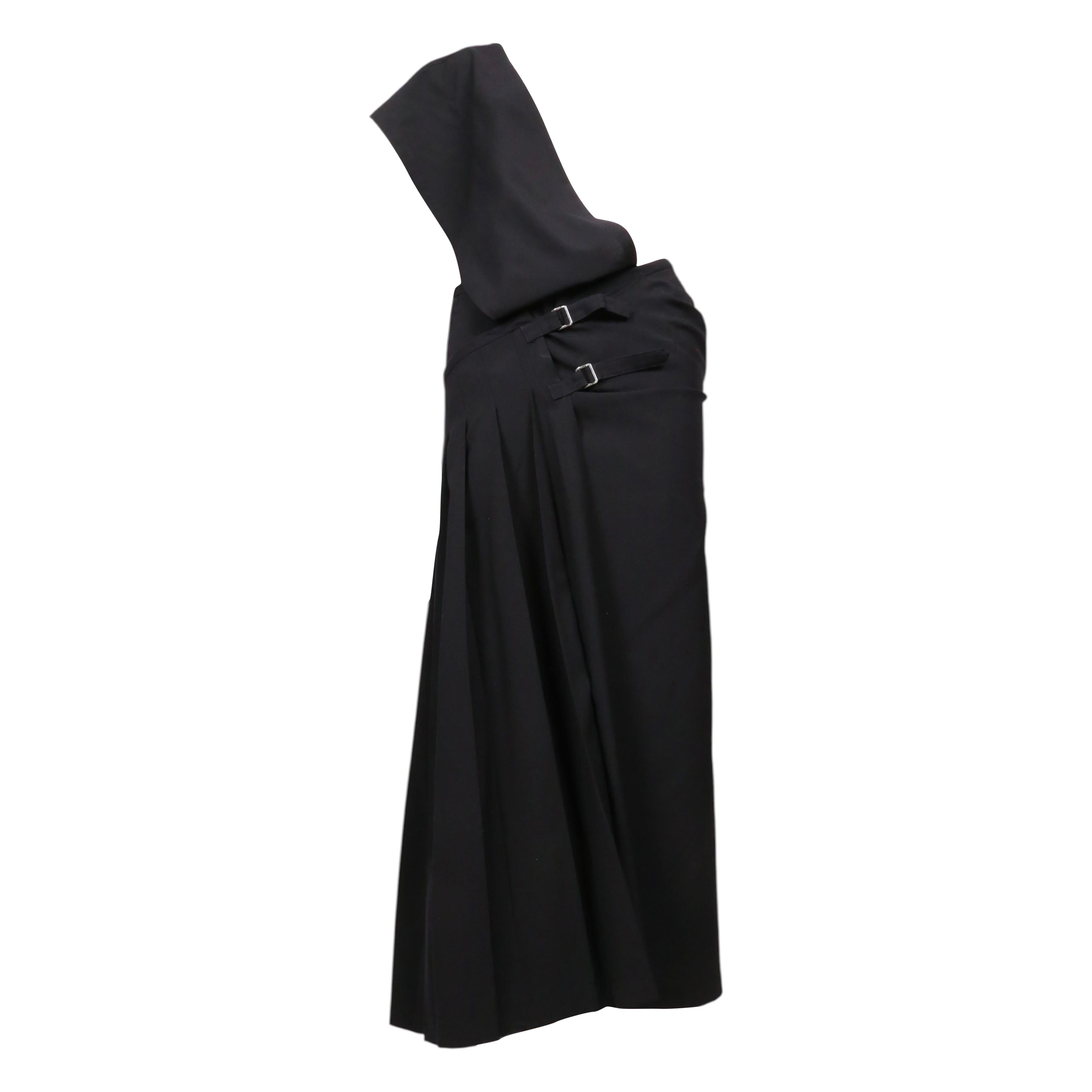 Pre-owned Comme Des Garçons 1989 Comme Des Garcons Deepest Blue Asymmetrical One Shoulder Wrap Dress