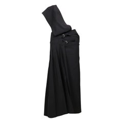 1989 COMME DES GARCONS deepest blue asymmetrical one shoulder wrap dress
