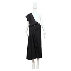1989 COMME DES GARCONS deepest blue asymmetrical one shoulder wrap dress