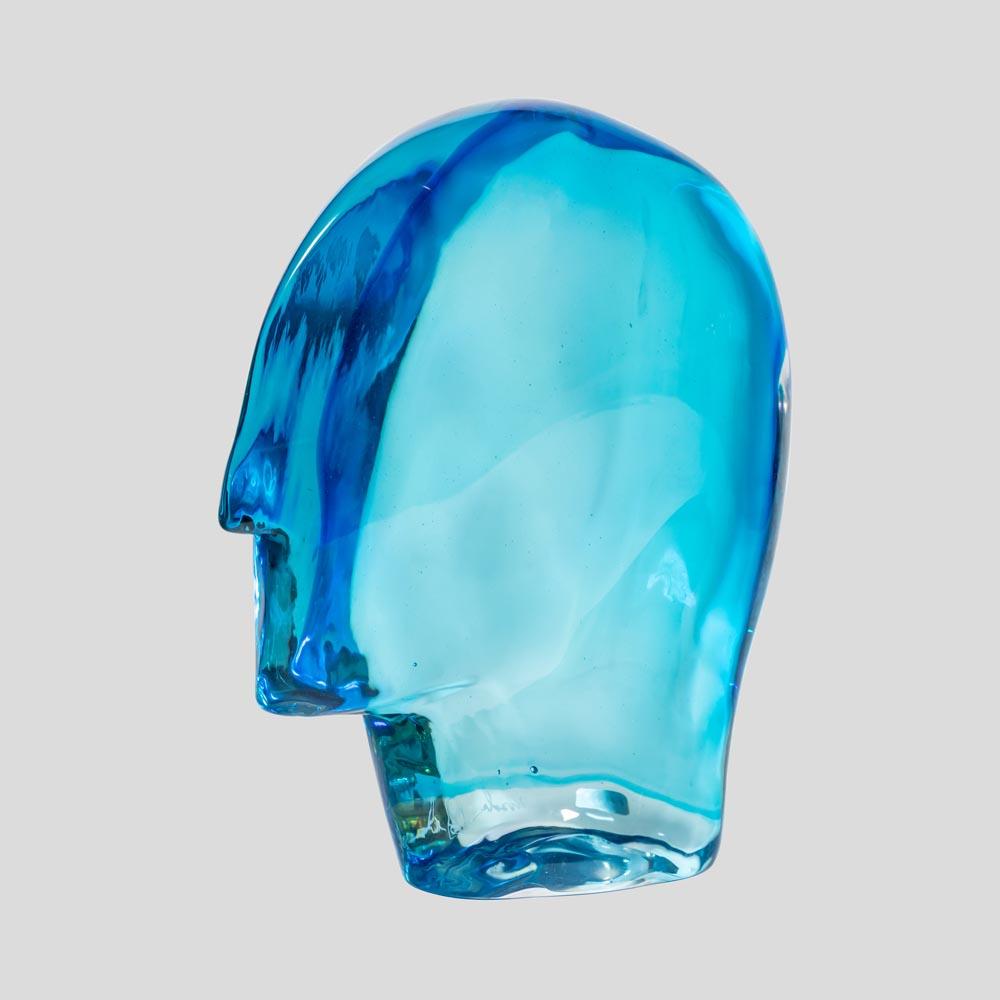 Modern 1989 Ego Art Glass Sculpture Light Blue Murano Glass by Artist Ursula Huber For Sale