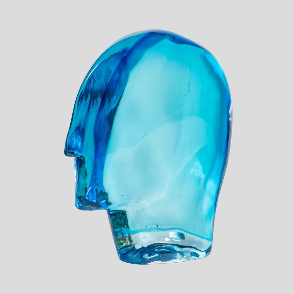 Moderne Sculpture Ego Art Glass bleu clair de Murano de l'artiste Ursula Huber, 1989 en vente