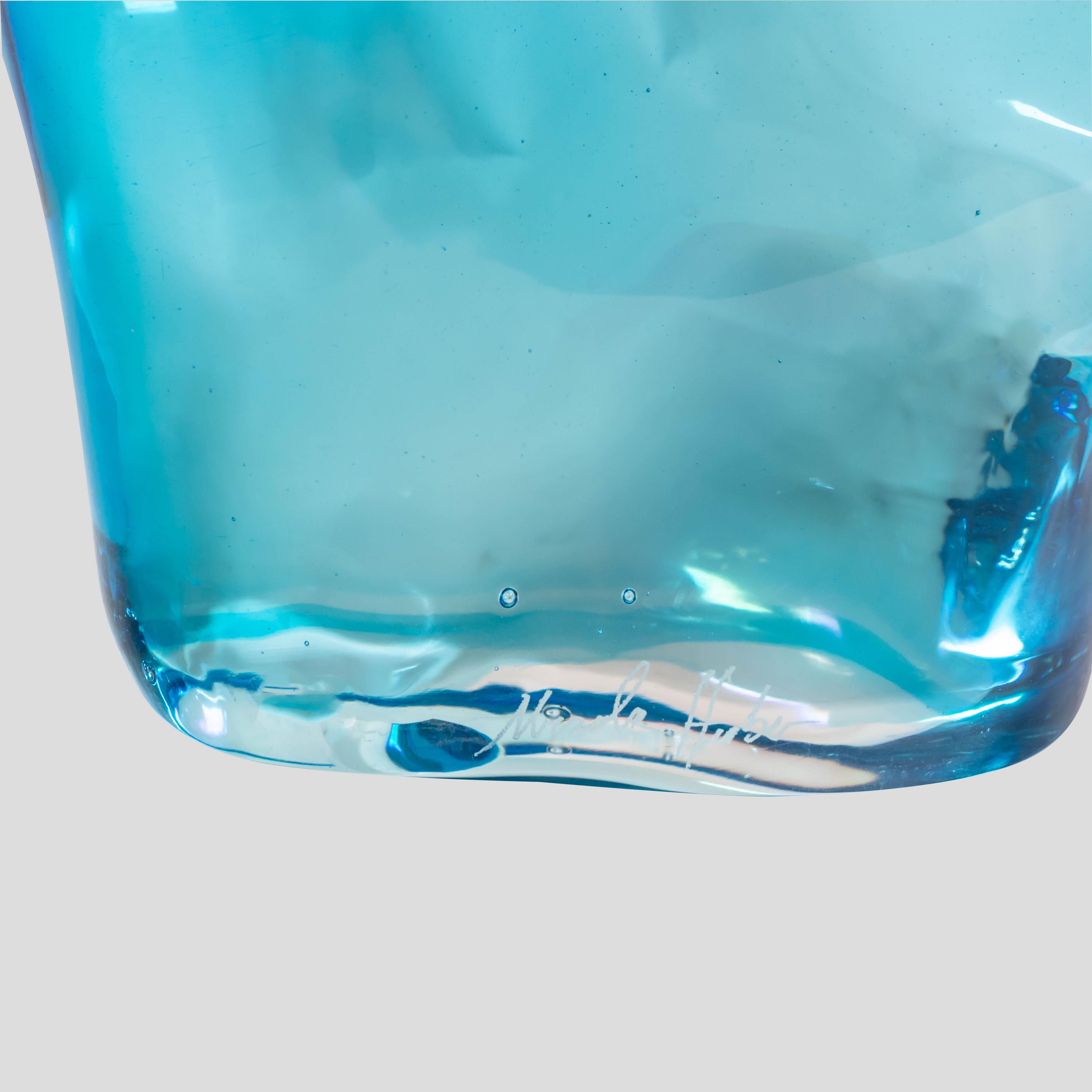 Verre brun Sculpture Ego Art Glass bleu clair de Murano de l'artiste Ursula Huber, 1989 en vente