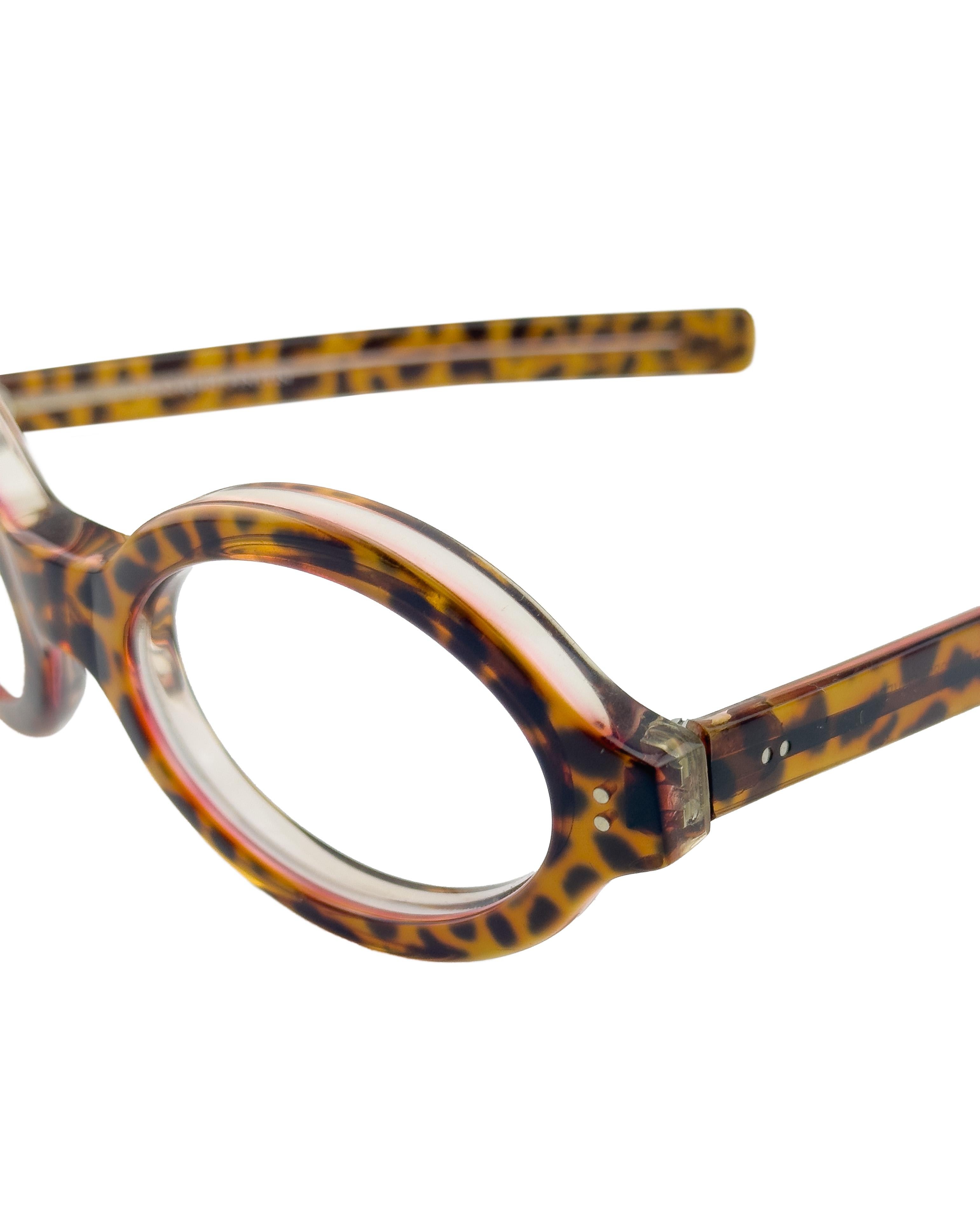 Brown 1989 Francois Pinton Faux Tortoise Oval Glass Frames For Sale