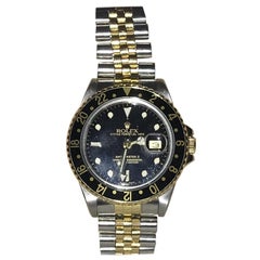 Used 1989 Full Set Rolex GMT Master II Bi Metal Gold Steel Wristwatch Box Papers Etc