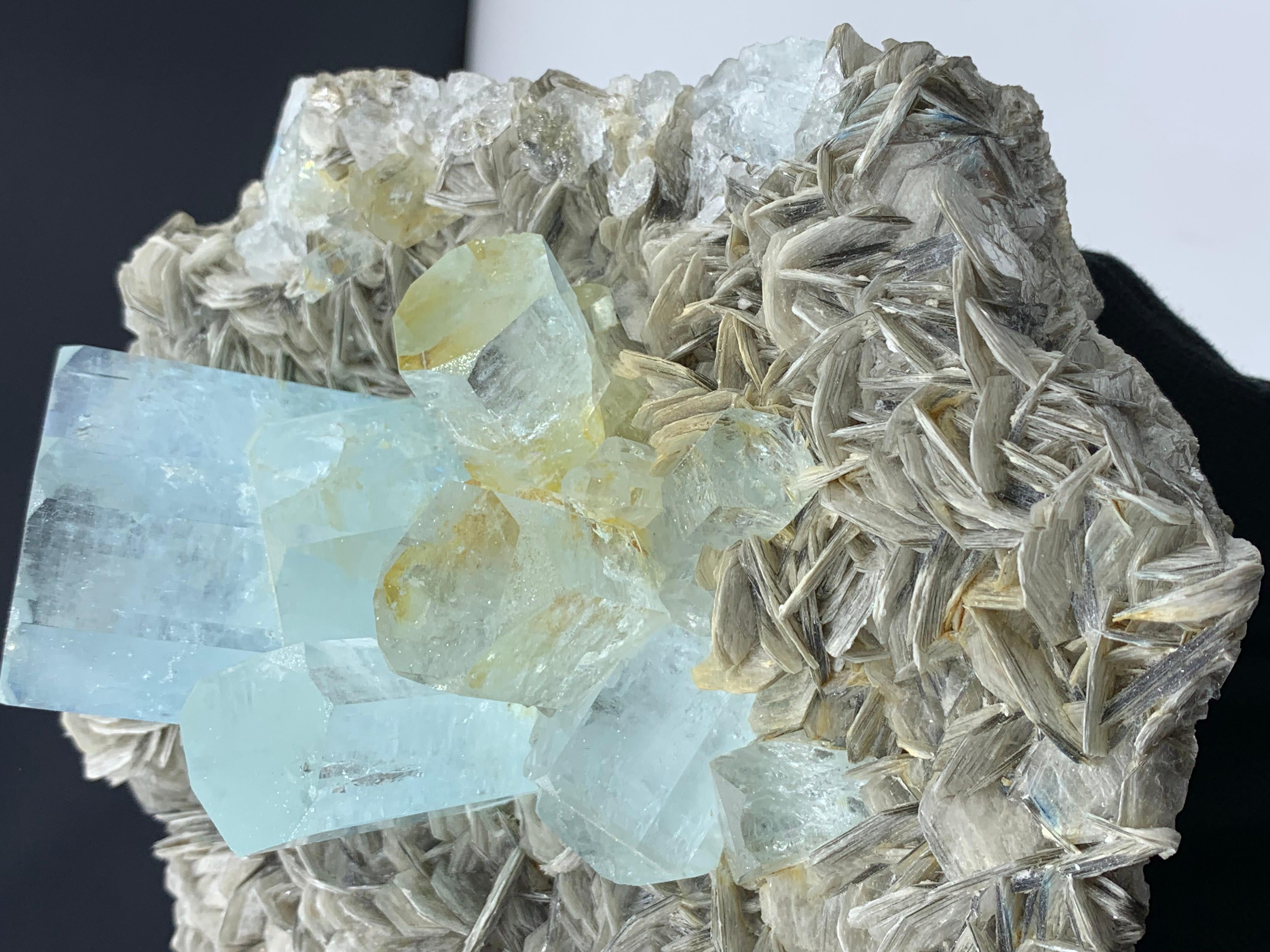 Autre Magnifique spécimen d'aigue-marine de 1989 en muscovite provenant de Nagar, Pakistan en vente